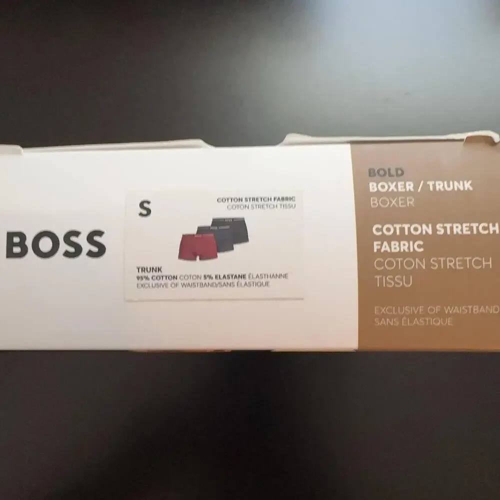 Hugo Boss Trunk Boxer Brief Underwear Mens Small Multicolor Stretch Bold 3 Pack